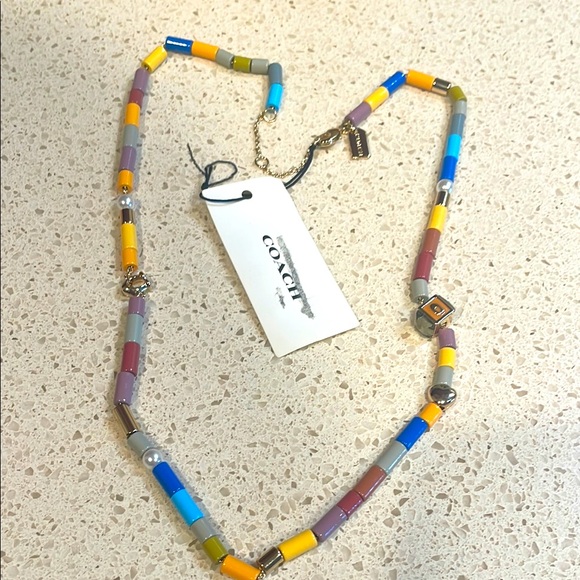 NWT Coach Multicolored Beaded & Coach Charms Necklace MSRP $165 - Picture 1 of 5